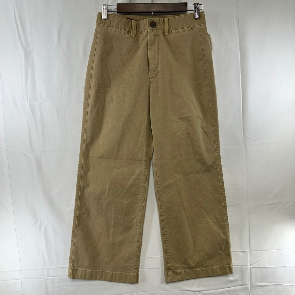 Gap Stride Ankle Pants Womens 4 Petite Khaki High Rise Wide Leg Chino